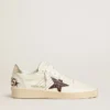 Ball Star con stella in pelle bordeaux con stampa coccodrillo e linguetta sul tallone dorata