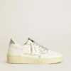 Ball Star da donna con stella in pelle argentata e linguetta sul tallone con glitter argentati