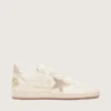 Ball Star da donna in pelle bianca con stella di cristallo e linguetta metallica sul tallone