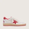 Ball Star da donna in pelle bianca con stella rossa e linguetta sul tallone
