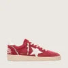 Ball Star da donna in pelle scamosciata rossa con stella in pelle bianca e linguetta sul tallone
