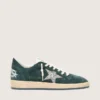 Ball Star da donna in pelle scamosciata verde con stella glitterata argento