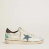 Ball Star da uomo in pelle bianca con stella in pelle scamosciata azzurra e linguetta sul tallone in nabuk marrone