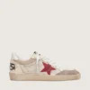 Ball Star in nylon e rete bianca con stella in nylon rosso e linguetta sul tallone in pelle bianca