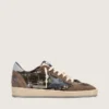 Ball Star LAB da donna in velluto matelassé marrone con strass e stella in pelle nera