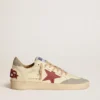 Ball Star LTD da uomo in pelle nappa con stella in pelle rossa e linguetta sul tallone in pelle scamosciata grigia