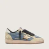 Ball Star LTD da uomo in pelle scamosciata blu denim con stella in pelle dorata metallizzata