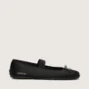 Ballerine Étoile in raso nero con stella ricamata nera e cinturino elastico