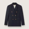 Blazer da donna blu scuro a doppio petto