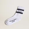 Calzini a costine con strisce blu navy e logo