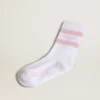 Calzini a costine con strisce rosa e logo