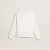 Camicia bianca da bambina in cotone con ricamo inglese