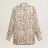 Camicia da pigiama da donna in misto seta con stampa floreale