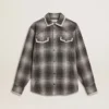 Camicia da uomo grigia con ricami bianchi
