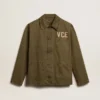 Camicia da uomo in cotone color oliva