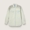 Camicie da donna in stile boyfriend sbiancate con cristalli cabochon