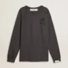 Camicie da uomo in cotone color antracite con stampa sul petto