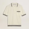 Camicie da uomo in maglia effetto "worn-white" con bordi a costine blu