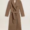 Cappotto da donna doppiopetto in misto lana beige