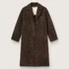 Cappotto da donna monospalla a forma di bozzolo in lana con motivo jacquard