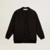Cardigan da donna nero con ricamo sfumato