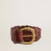 Cintura da donna in pelle intrecciata bordeaux