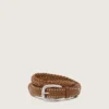 Cintura Houston in pelle intrecciata color kaki con borchie argentate