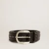 Cintura in pelle nera con borchie