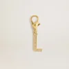 Ciondolo a forma di lettera L in ottone color oro con cristalli
