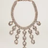 Collana da donna color oro antico con cristalli a goccia