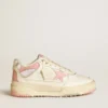 Forty2 da donna con stella rosa e linguetta sul tallone in pelle bianca