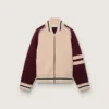 Giacca bomber unisex in maglia jacquard bianca e bordeaux