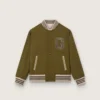 Giacca bomber unisex Journey in twill di nylon verde militare con toppa ricamata