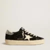Hi Star da donna in pelle nera con linguetta sul tallone con glitter argento