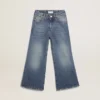 Jeans a gamba larga in denim bull blu medio