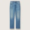 Jeans da donna a zampa corti con lavaggio medio
