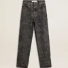 Jeans da donna neri con motivo floreale