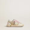 Junior Ball Star in pelle scamosciata color perla con stella in pelle e linguetta sul tallone