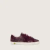 Junior Old School in glitter bordeaux con stella in pelle scamosciata bordeaux e linguetta sul tallone
