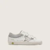 Young Old School in pelle bianca con stella in pelle argento metallizzato e inserti in cristallo argento