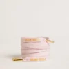 Lacci in cotone rosa con logo a contrasto color oro