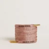 Lacci in lurex rosa salmone con logo nero a contrasto
