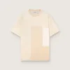 Maglietta da uomo in jersey di cotone con effetto patchwork bianco e beige