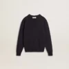 Maglione blu da bambino a girocollo con scritta “Golden” sul retro