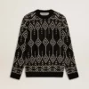 Maglione da uomo a girocollo in misto lana con motivo jacquard a rombi
