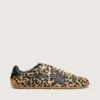 Marathon Speed da donna in pelle di cavallino con stampa leopardata beige e nera e stella in pelle nera