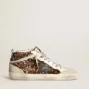 Mid Star da donna in pelle di pony con stampa leopardata e stella nera