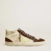 Mid Star da uomo in beige glitterato con stella in pelle scamosciata gialla e dettaglio in cotone