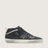Mid Star da uomo in nabuk con stella in pelle nera e striscia argentata