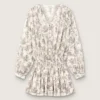Minivestito da donna in cotone con stampa floreale in bianco e nero